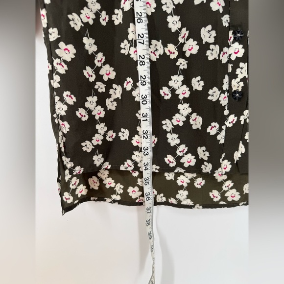 Juicy Couture Black Label Silk Olive Green Cherry Blossom Shirt Dress - Picture 7 of 10